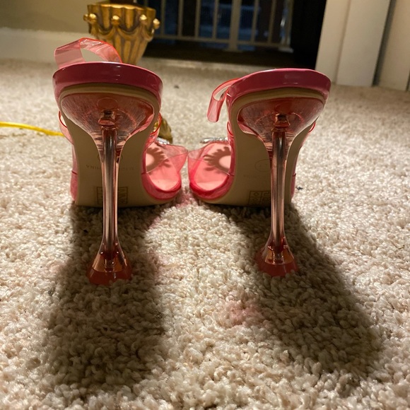 Pink Clear Diamante Sling Back Cake Stand High Heels. Size 8 - Picture 4 of 5